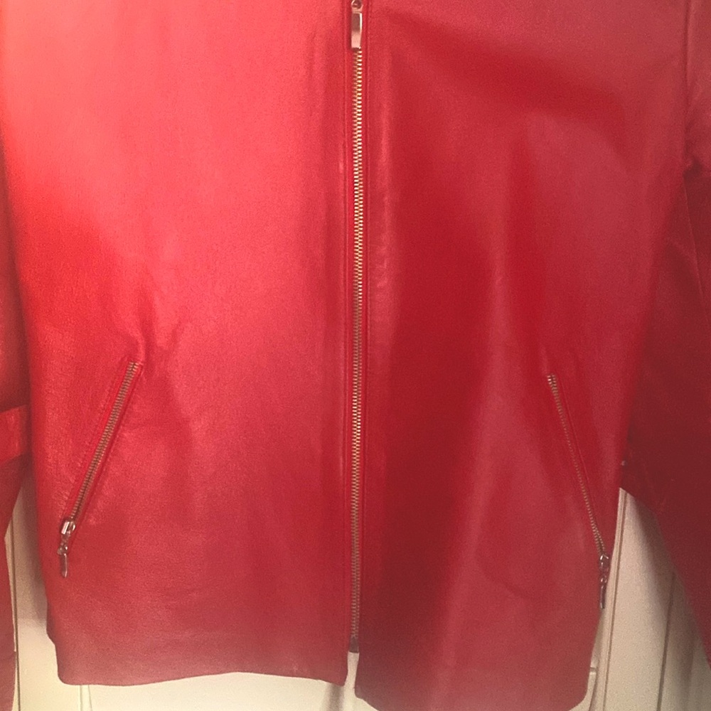 TRIBECA STUDIO Vintage Women’s Red Leather Jacket Zippered Size M - Picture 3 of 15